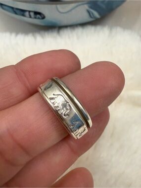 Vintage Sterling Silver Elephant Spinner Ring - Silver set of 3